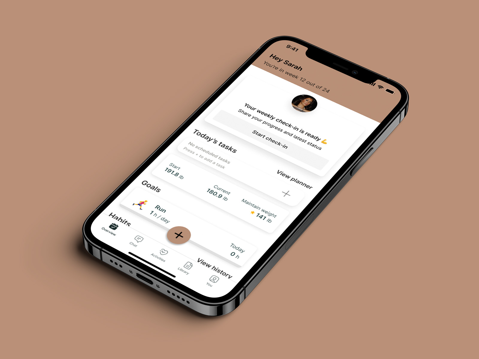 A mockup of the coaching app showcasing the features.
